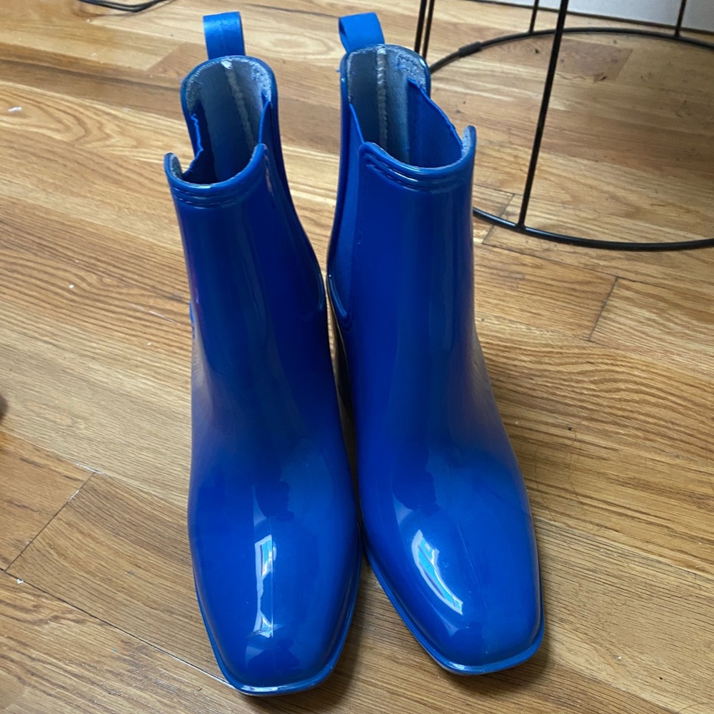 Bright blue rain boots
